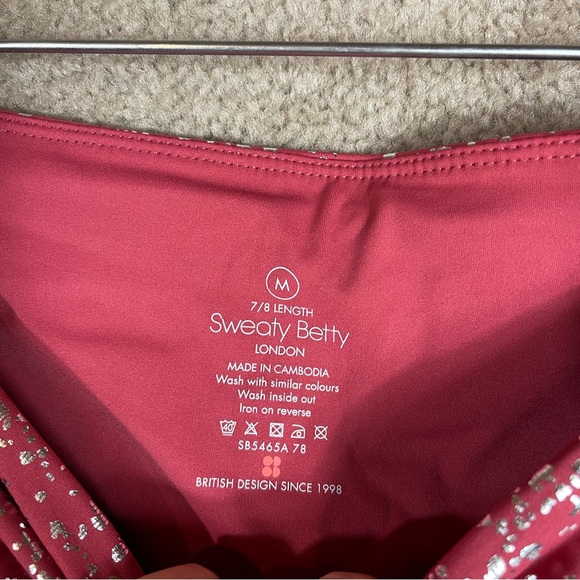 Sweaty Betty Goddess 7/8 Legging Size Medium Red Terrazzo Foil Print Workout NEW - Picture 6 of 10
